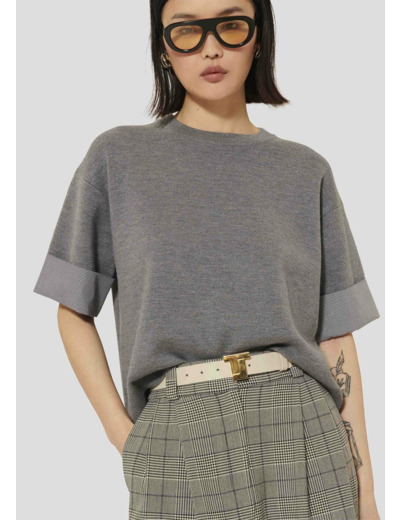 Pull Primer-Gris en Laine Merinos Extrafine