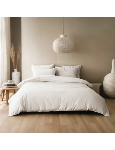 Housse de couette - Percale de coton thermorégulée - Blanc