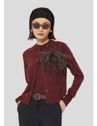 Gilet Ginno-Bordeaux en Laine Merinos Extrafine