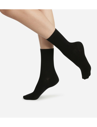 Lot de 2 paires de chaussettes noires Femme Pur Coton