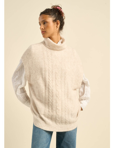 Pull à col roulé sans manches