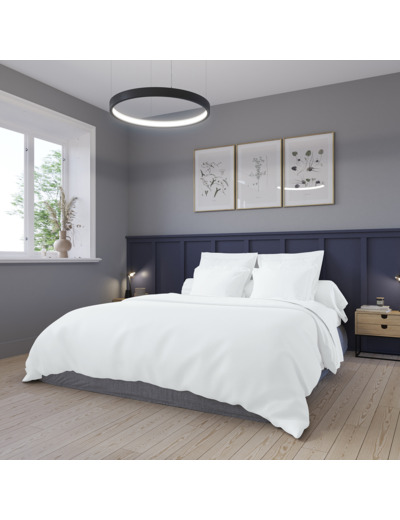 Housse de couette Partition Satin de coton Coloris Blanc