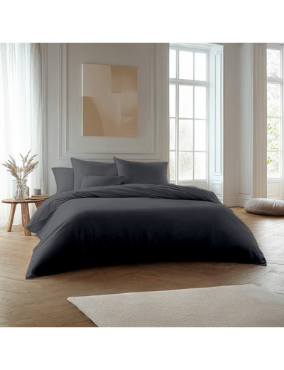 Pack housse de couette + Taie(s) d'oreiller - Coton thermorégulé - Gris acier