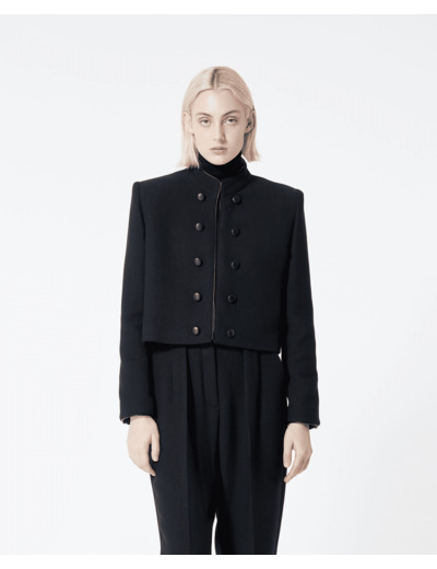 Veste Avec Doublure Boutonnage Avec Details Cuir