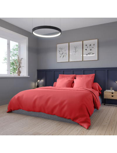 Housse de couette Harmonie Satin de coton coloris Pastèque