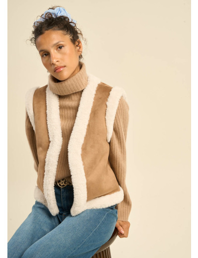 Gilet sans manches en peau lainée