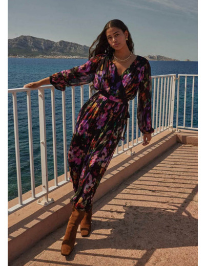 Robe longue portefeuille imprimée