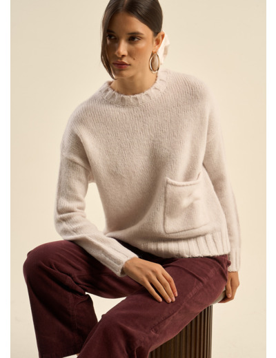 Pull col bateau et poche cousue