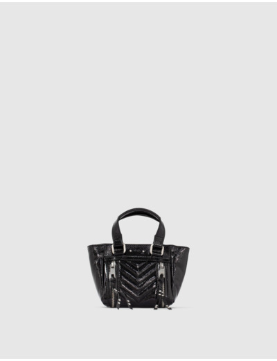 Sac cabas cuir noir LE 1440 NANO GLOSSY Leather Story femme