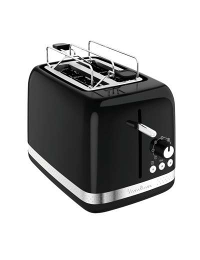 Grille-pain Soleil Noir 2 fentes larges, Design retro, 7 niveaux de dorage