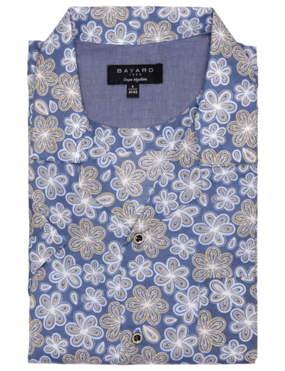 Chemisette Bleue À Grosses Fleurs