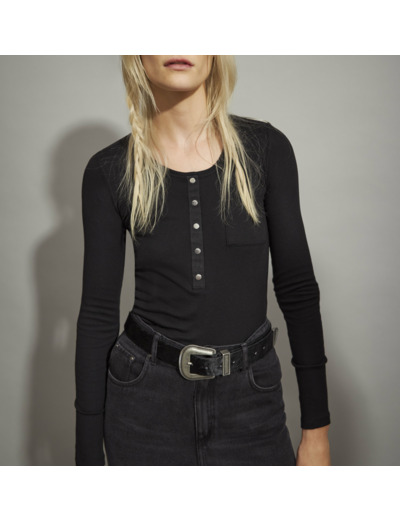 Tee.shirt blanc cassé manches longues maille côtelée femme