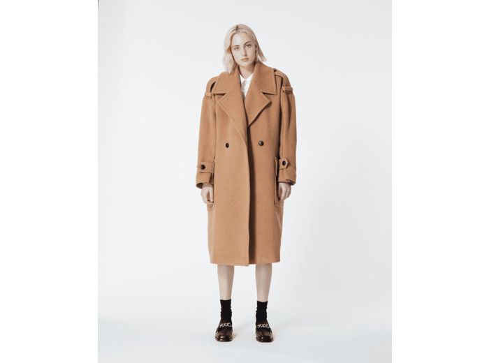 Manteau Long Avec Ceinture Et Large Col