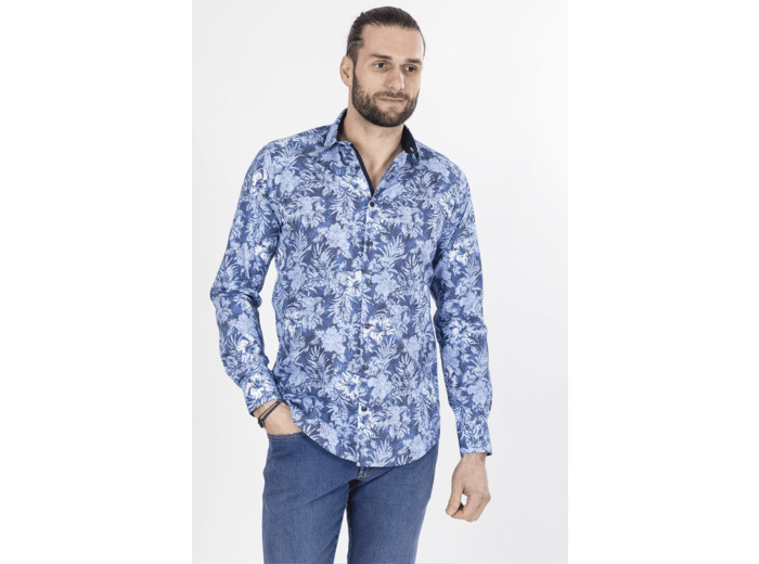 Chemise À Fleurs Bleue 6 Bleu