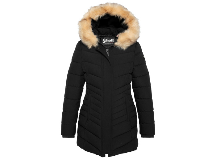 Parka mi-longue à capuche avec fausse fourrure amovible