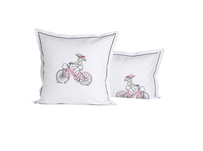 Taie d'oreiller Summertime | Percale brodée | Tradition des Vosges