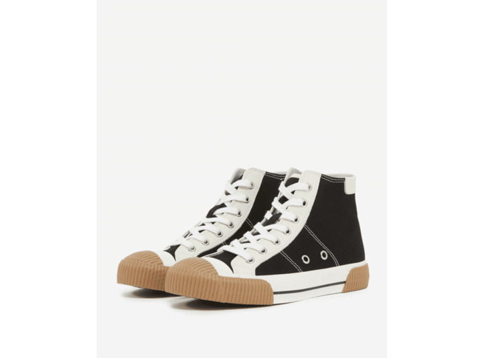 Baskets Montantes En Canvas Avec Empiecements Cuir