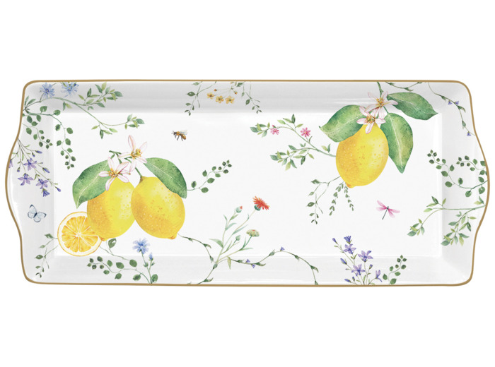 FLEURS ET CITRONS Plat à cake 35x15cm