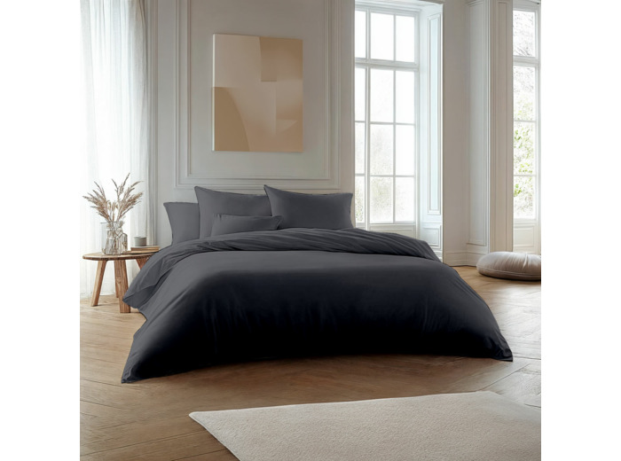 Pack housse de couette + Taie(s) d'oreiller - Coton thermorégulé - Gris acier
