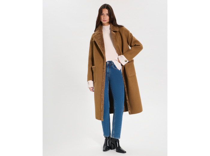 Manteau Myrthe Noisette en Polyester