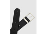 Ceinture large cuir noir bagues fantaisies en métal femme