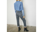 Chemise jean bio effet patch et volants aux épaules femme