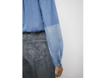 Chemise jean bio effet patch et volants aux épaules femme