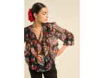 Blouse imprimée avec détails plissés