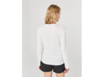 Tee.shirt blanc cassé manches longues maille côtelée femme