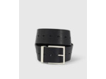 Ceinture large cuir noir bagues fantaisies en métal femme
