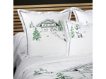 Taie d'oreiller Hiver | Percale brodée | Tradition des Vosges