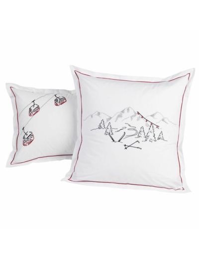 Taie oreiller Vosges | Linge de lit brodé | Tradition des Vosges