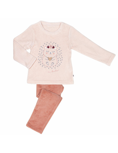 Pyjama fille HERISSON nude/pêche