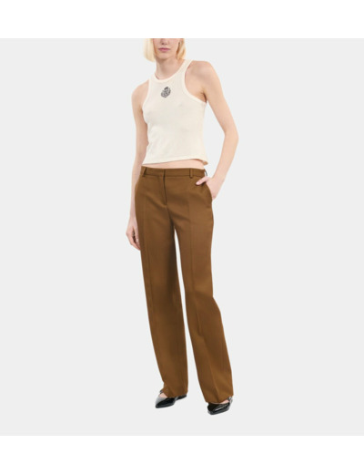 Pantalon Tailleur Ample Marron