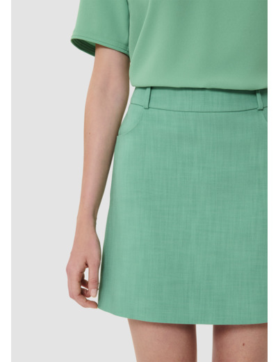 Jupe tailleur Janice-verte en tissus flammé