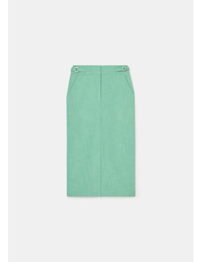 Jupe Justina-verte en tissu flammé