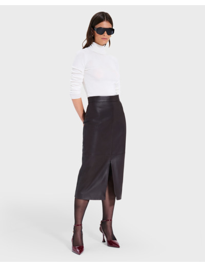 Jupe Jala Chocolat en CUIR