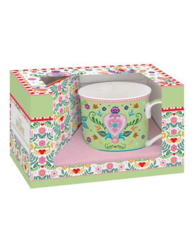 SPRING FOLK Mug 30cl a/dessous de verre
