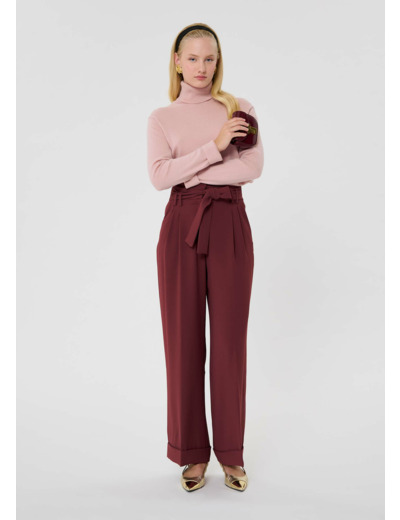 Pantalon Pia-Bordeaux en Polyester