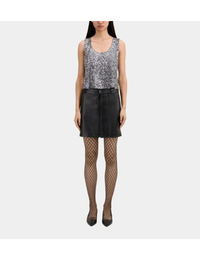 Top Argenté À Sequins