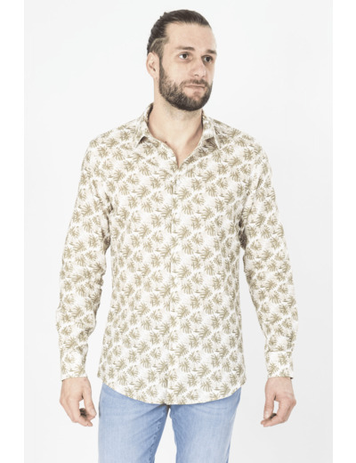 Chemise Fantaisie En Lin Mélangé 5 Kaki