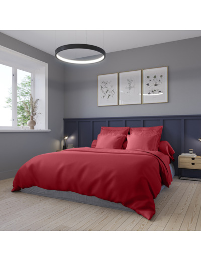 Housse de couette Partition Satin de coton Coloris Rouge