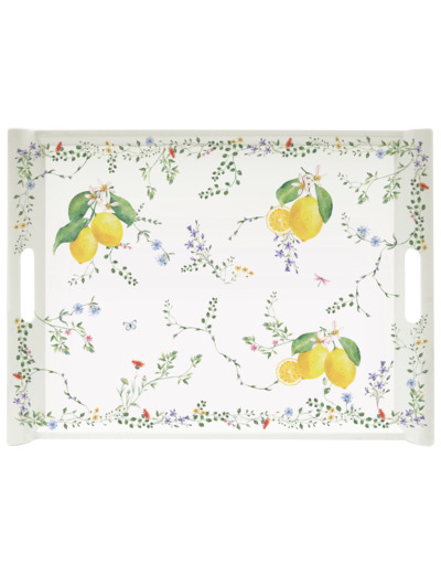 FLEURS ET CITRONS Plateau 52x37cm